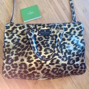 Vintage Kate Spade 2Way Black Cheetah Patent Leather Fanfare Brette Purse CLEAN